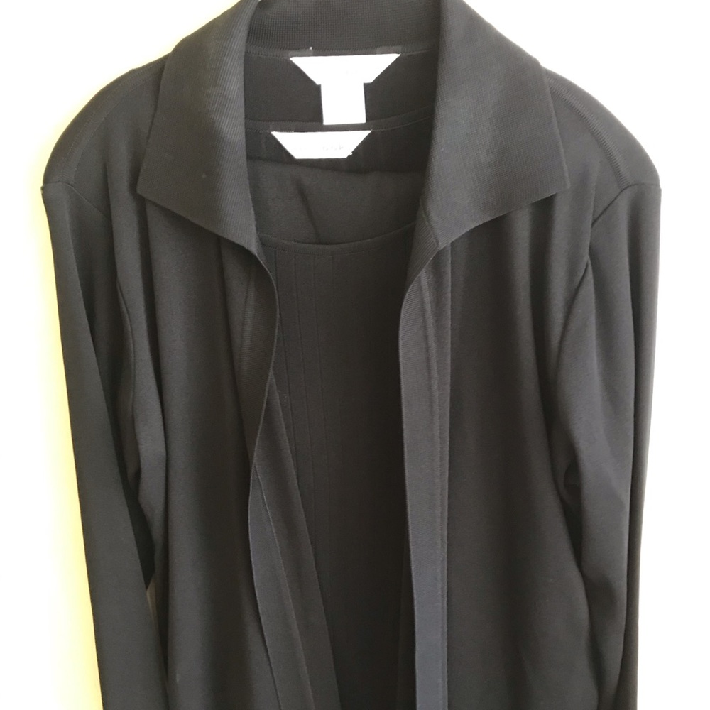 Three piece black pants suit elastic waist